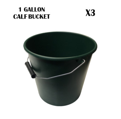 3er Pack grüne Kunststoff Kalb / Kälber 1 GAL Eimer Schwerlast mit Metallgriff
