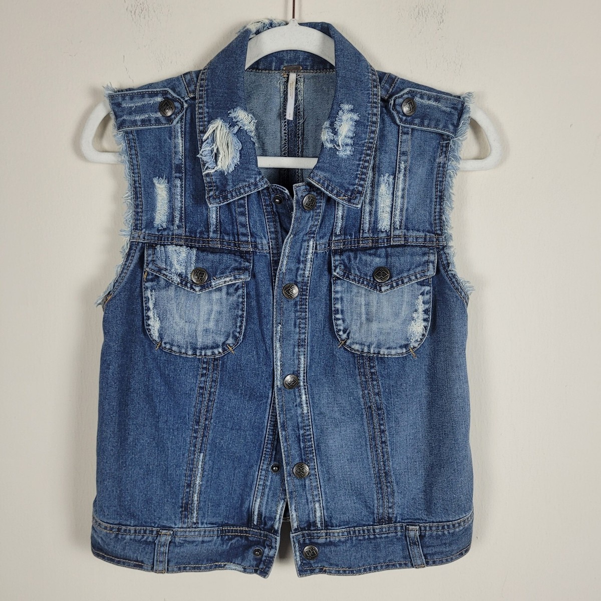 トップス archive W< DENIM VEST 34 Western Vest QIGUANDZ Womens Oversized Denim Vest Vintage