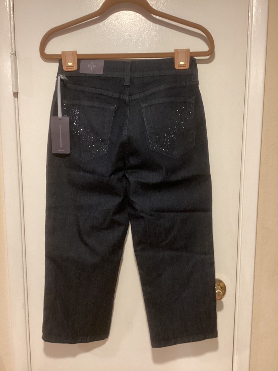 にゅじ NYDJ Dark Enzyme Blue Cropped Embellished Denim Jeans Pants
