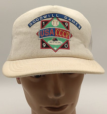 Vtg Goodwill Games 1990 Snapback Trucker Hat Cap Fruit Of The Loom Made in USA