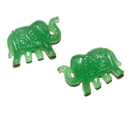 20x14 mm Natural Green Onyx Handmade Carving Pair 18.29 CTS Loose Gemstones - Afbeelding 6 van 6