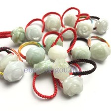 2PCS Myanmar Natural Jadeite A-level Handmade Rose Ring Random shipment