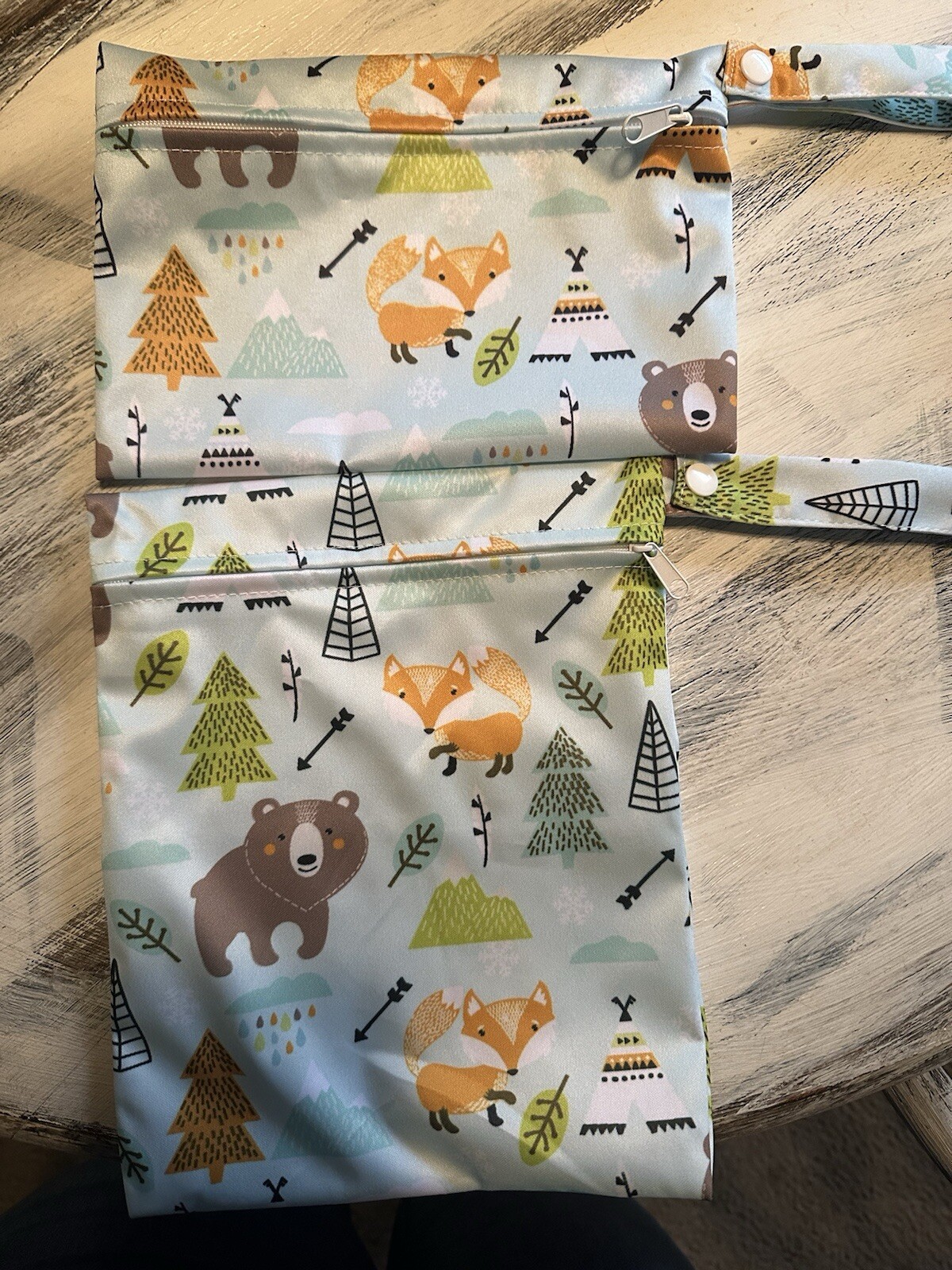 Blue Bear Print 2-Piece Baby Diaper Travel Bag Set-image