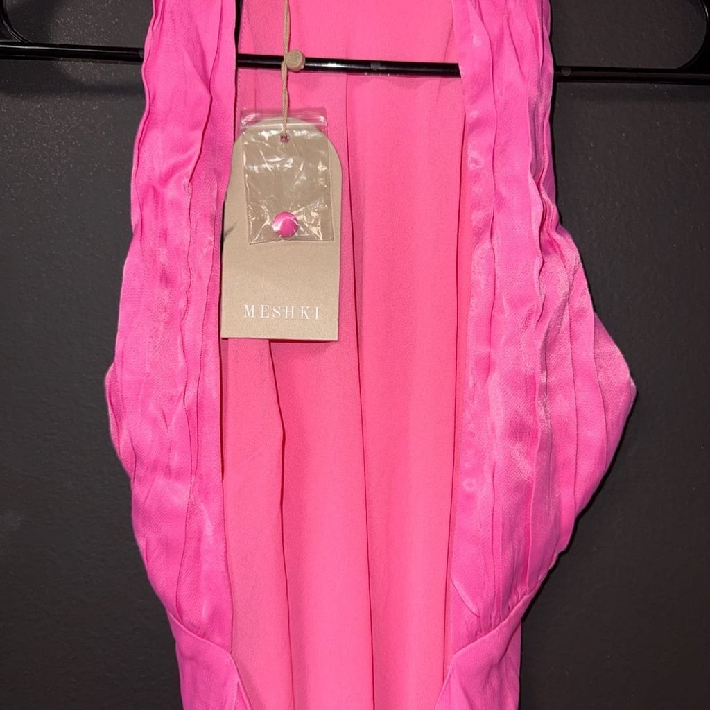 claire satin drape back maxi dress with split - pink tatianakapusciak on LTK