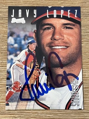 1996 Leaf Studio #47 Javy Lopez Autographed Baseball Card Atlanta Braves Catcher