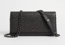All Saints Women's Pebbled Leather Chain Wallet Crossbody Bag Black Size Small