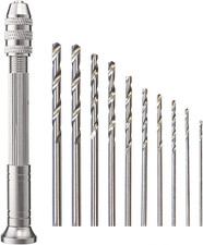 Hand Drill Bit Set, Precision Silver Pin Vice with 10Pcs Small Drill Bits (0.8-3