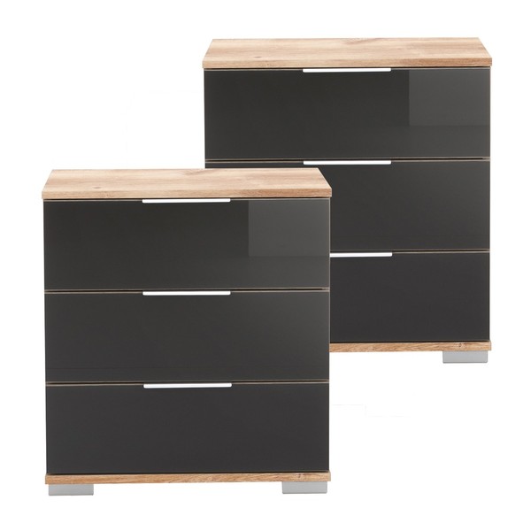 Nachttisch Nachtschrank 2Er Set Konsole Nachtkonsole Boxspringbetten Eiche-image