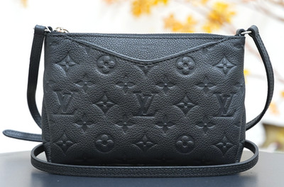 LOUIS VUITTON Pallas Clutch Black Monogram Empreinte Shoulder bag Women