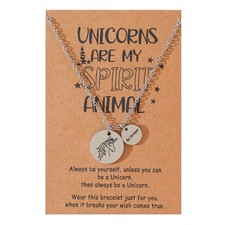 Fashion Round Unicorns Pendant Necklace Simple Clavicle Chain Necklace Jewelry