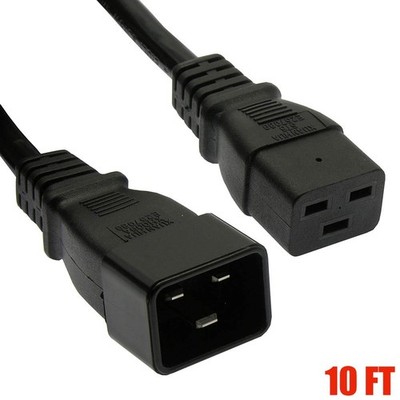10FT 14/3 NEMA C19 to C20 AC Power Extension Cable Cord 14AWG 10A 125V SJT Black