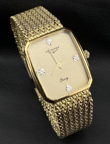 Longines Vintage Rare 80’s Gold Plated Diamond Dial Men’s Watch Elegant Orologio - Picture 6 of 15