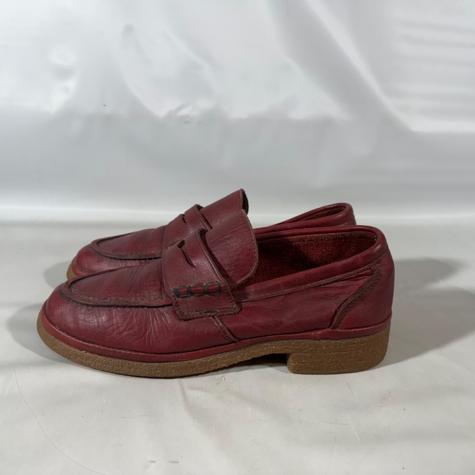 SAOLA Mocassini mocassini casual vintage tram rosso pelle sangue di bue suola gomma 8 5 N