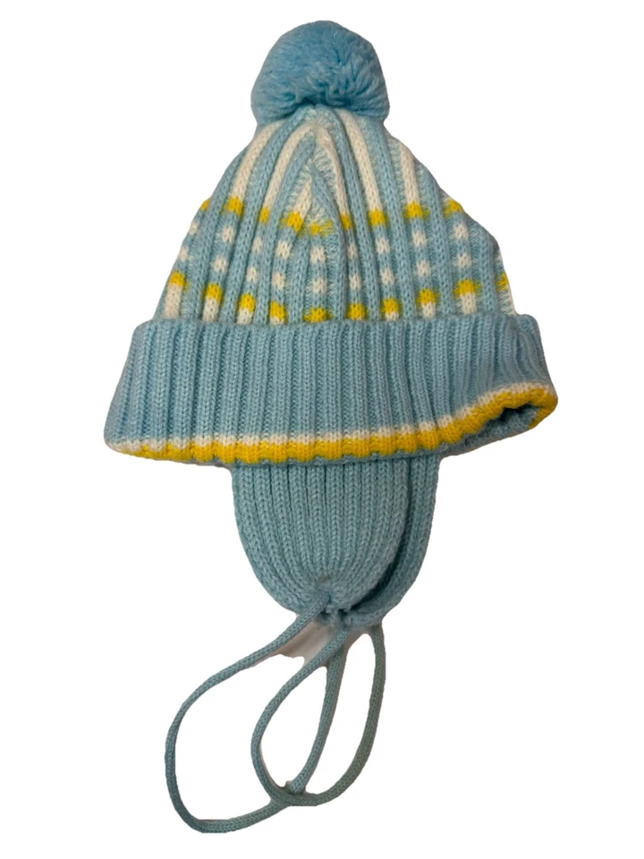 Винтажный 60-х синий желтый свитер комплект куртка брюки Pom Pom шляпа Sz 0-6 M ретро уютный - Изображение 3 из 4