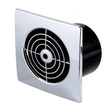 Manrose 4 Inch 100mm Lo Profile Square Bathroom Extractor Fan Standard Chrome