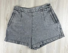 Vintage 90s High Waisted Denim Gray Shorts Size 13 28" Waist Grunge Rockabilly