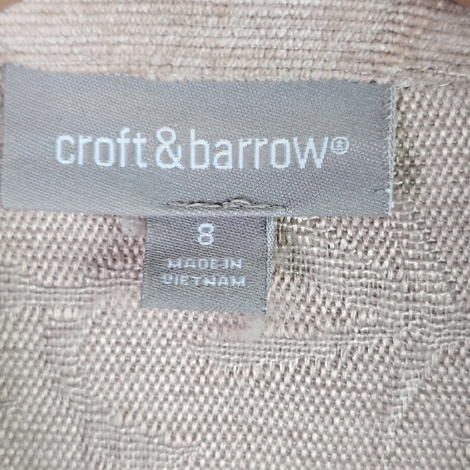 Blazer Croft & Barrow Feminino 8 Bege Texturizado Tecido Neutro Ajuste Trabalho Clássico - Imagem 3 de 4