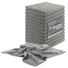 Microfiber Towel Plush Cleaning Cloths 12-PK 16x16 Polish Wax Detailing Dry Car