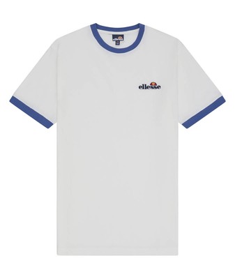 Ellesse T-Shirt Mens Crew Neck Meduno Ringer Cotton Tee in Off White