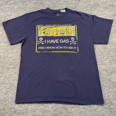 INK Funny WARNING I-Have-Gas Humor Shirt Large 22x29 Blue