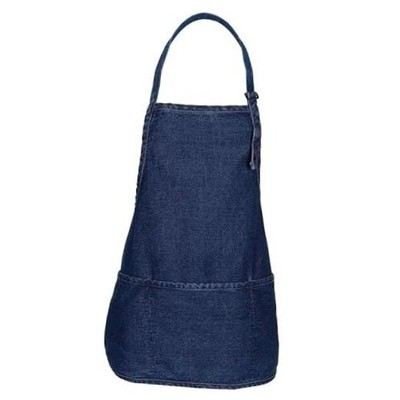 Fame 3 Pocket Rounded Bottom Apron - Pre-washed One Size Stonewashed Denim