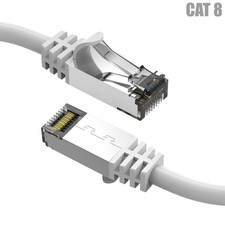 0.5FT CAT8 RJ45 Network LAN Ethernet SFTP Cable Cord 40Gbps 2GHz 26AWG White