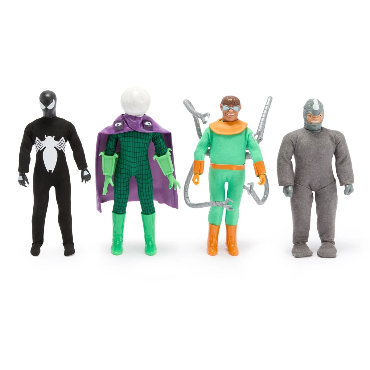 Spider-Man Mego 8" Figure Set 2 Symbiote Doc Ock Rhino Mysterio Disney Store NEW