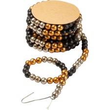 Black, Silver, and Orange Beaded Garland Halloween Country Fall Decor