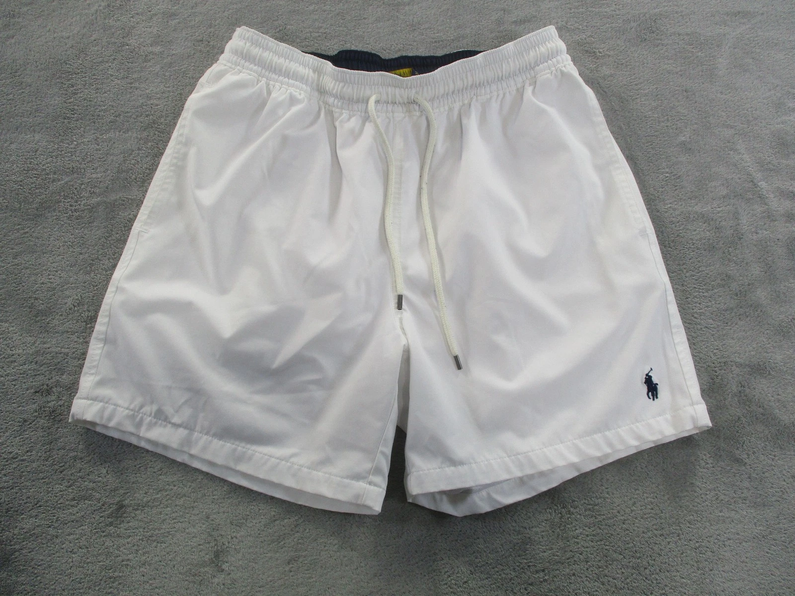 Polo Ralph Lauren Swim Shorts Mens Medium White Mesh Lined Quick Dry Trunks