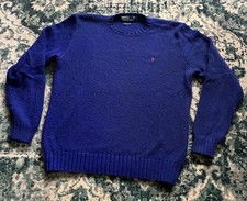 Vintage Polo Ralph Lauren Knit Sweater Large Royal Blue Pony Soft 100 Cotton