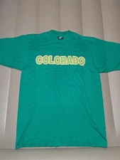 Vintage Colorado Shirt Mens Large Green Screen Stars Best USA Puff Print Tee 90s