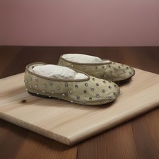 KHAITE Marcy Crystal-embellished Mesh Ballet Flats Beige 36 Open Box Tried on