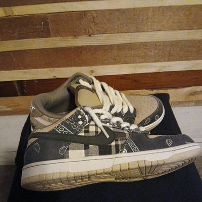 Nike SB Dunk Low Travis Scott Paisley Plaid Black Beige Men's Sneakers