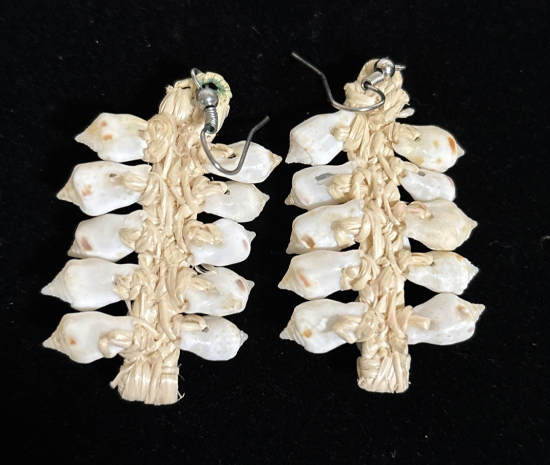 Mini White Shell Dangle Earrings Handmade Ratan W… - image 5