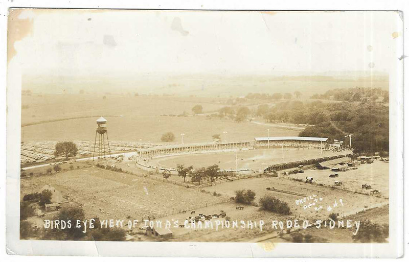 Sidney IA Iowa RPPC Postcard Birds Eye View of Iowa's Championship Rodeo