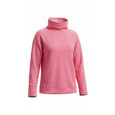 Under Armour Womens Rival Fleece Funnel Neck Sweatshirt Pink Loose Fit Medium