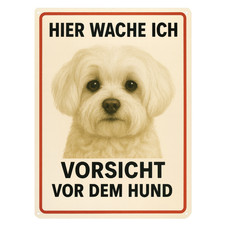 Malteser Warnschild Hunde Blechschild | 20x30cm | Dekoschild Schild Metallschild