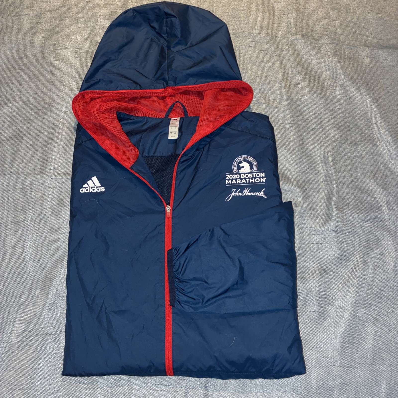 Boston Marathon Adidas Jacket Men Large Blue John Hancock 2020 Running Hoodie