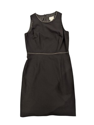 Oscar De La Renta Womens Black Solid Leather Trim Sheath Dress Petite 10P |  eBay