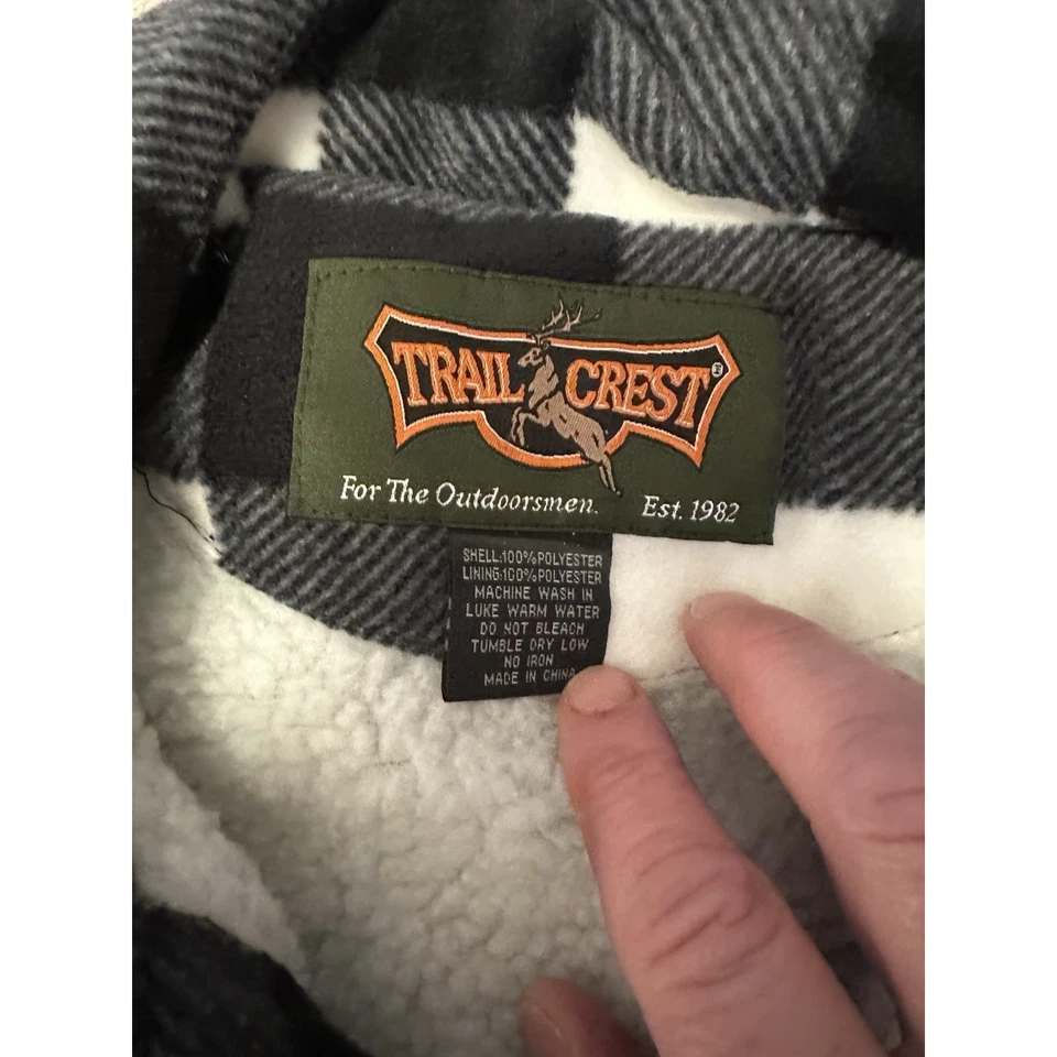 Chaleco Trail Crest Para Hombre X-Large Negro Blanco Búfalo Cuadros Sherpa Forrado Exterior Foto 3 de 4