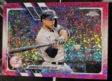 2021 Topps Chrome #54 Giancarlo Stanton Pink Sparkle Ref /350 Yankees Mint!