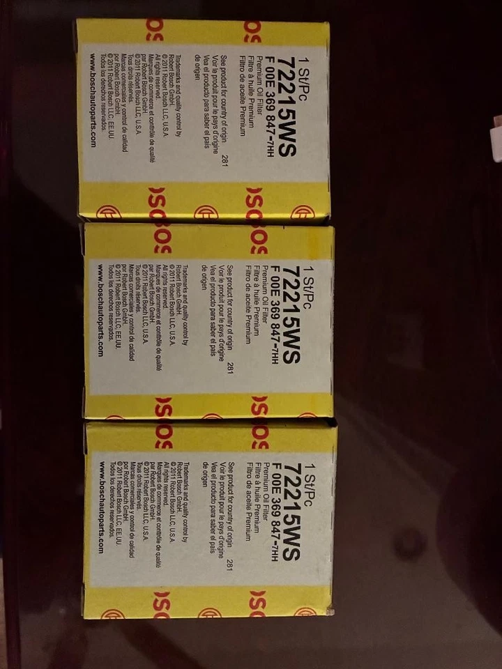3 filtros de aceite de motor nuevos Bosch 72215WS incluye juntas tóricas de tapa de aceite nuevas Foto 2 de 2