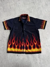❤️‍🔥Dnon Jeans Shirt Vintage Flame Hook Ups Style Y2K 00s Retro