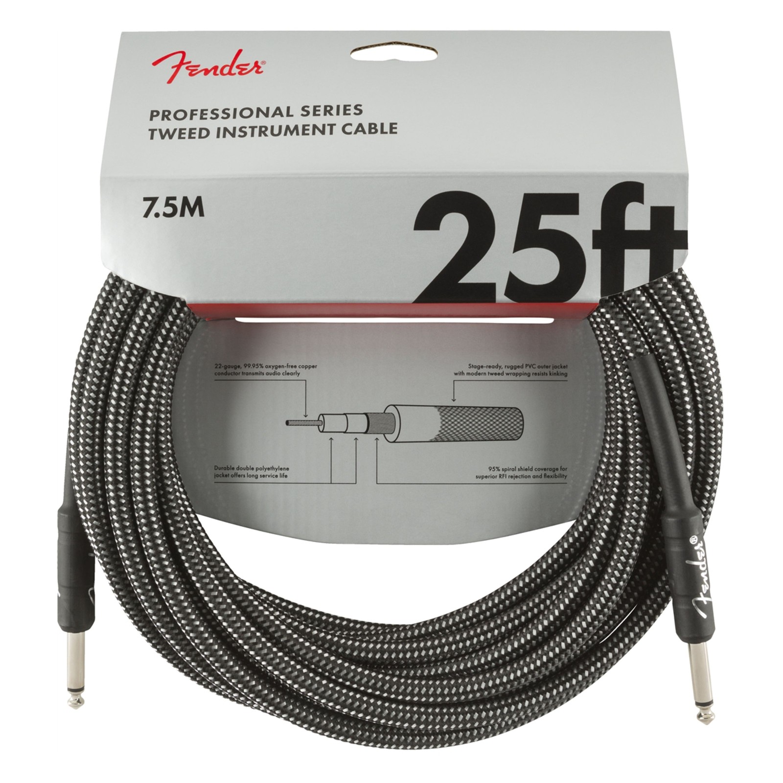 Fender Professional Tweed Cable GRAY 7,5 m - Instrumentenkabel