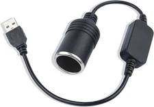 1.2Ft USB to Cigarette Lighter Adapter 12V Socket Plug Dash Cam GPS Car Accessor