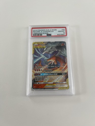 Pokemon TCG Reshiram & Charizard GX 20/214 Unbroken Bonds Holo TAG TEAM PSA 10