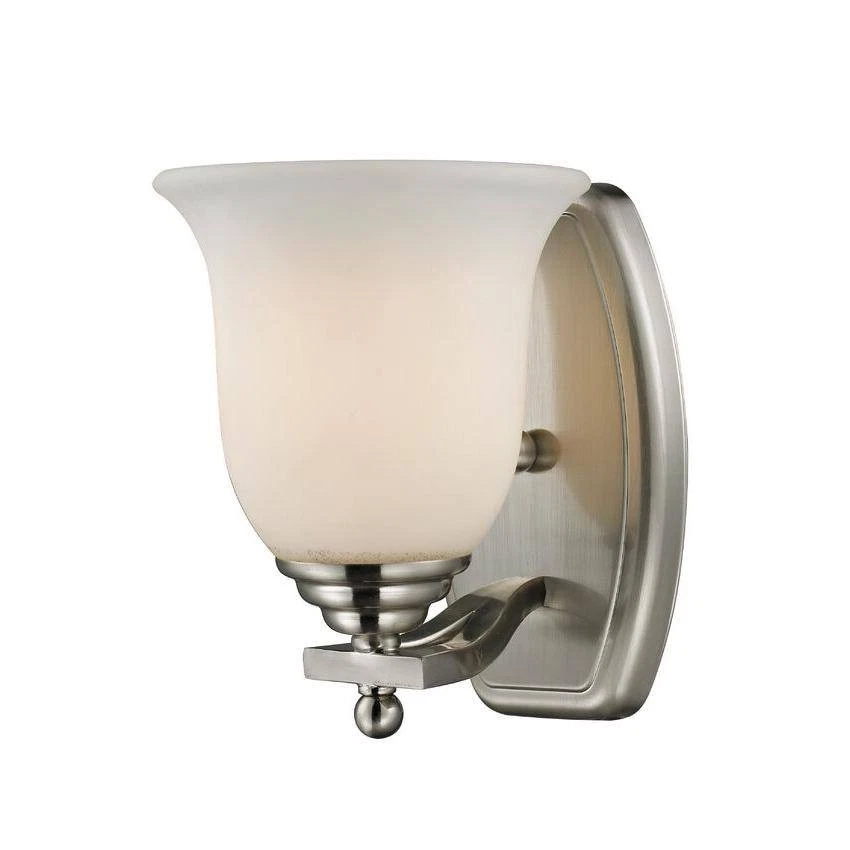 Lagoon 6 in. 1-Light Brushed Nickel Vanity Light Matte Opal Glass Shade - Image 2 of 2