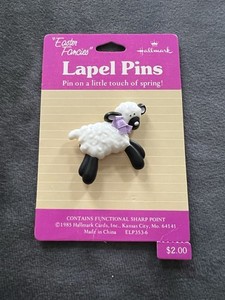 Vintage Hallmark Easter Fancies Lamb Lapel Pin Spring 1985 On Card
