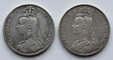 2 x 1892 Victoria Silver Crowns