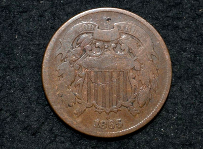 1865 TWO CENT PIECE * VG+ NICE BROWN ** FREE SHIPPING